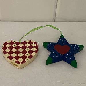 Vintage Wood Ornament Heart Star
Painted Two Sided Holiday year round decor 90s